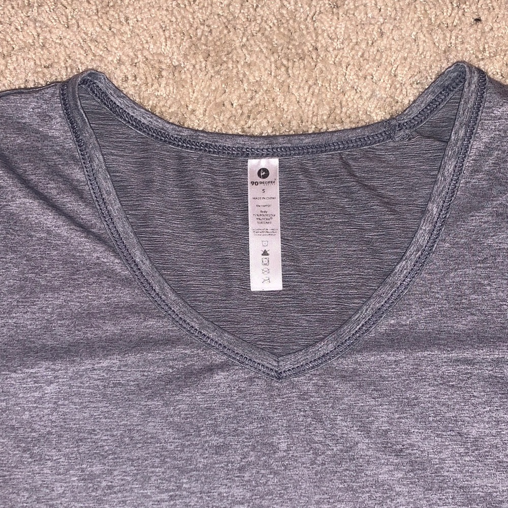 Women's 90 Degrees Long-Sleeve Gray Athletic Workout V-Neck Top Small - Picture 2 of 8